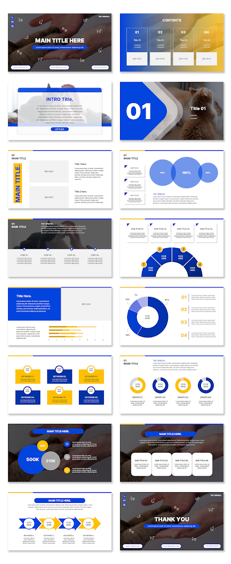 Cobalt Blue and Yellow Pet Business PPT Design