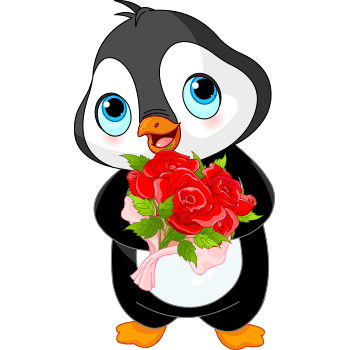 Penguin sticker with roses