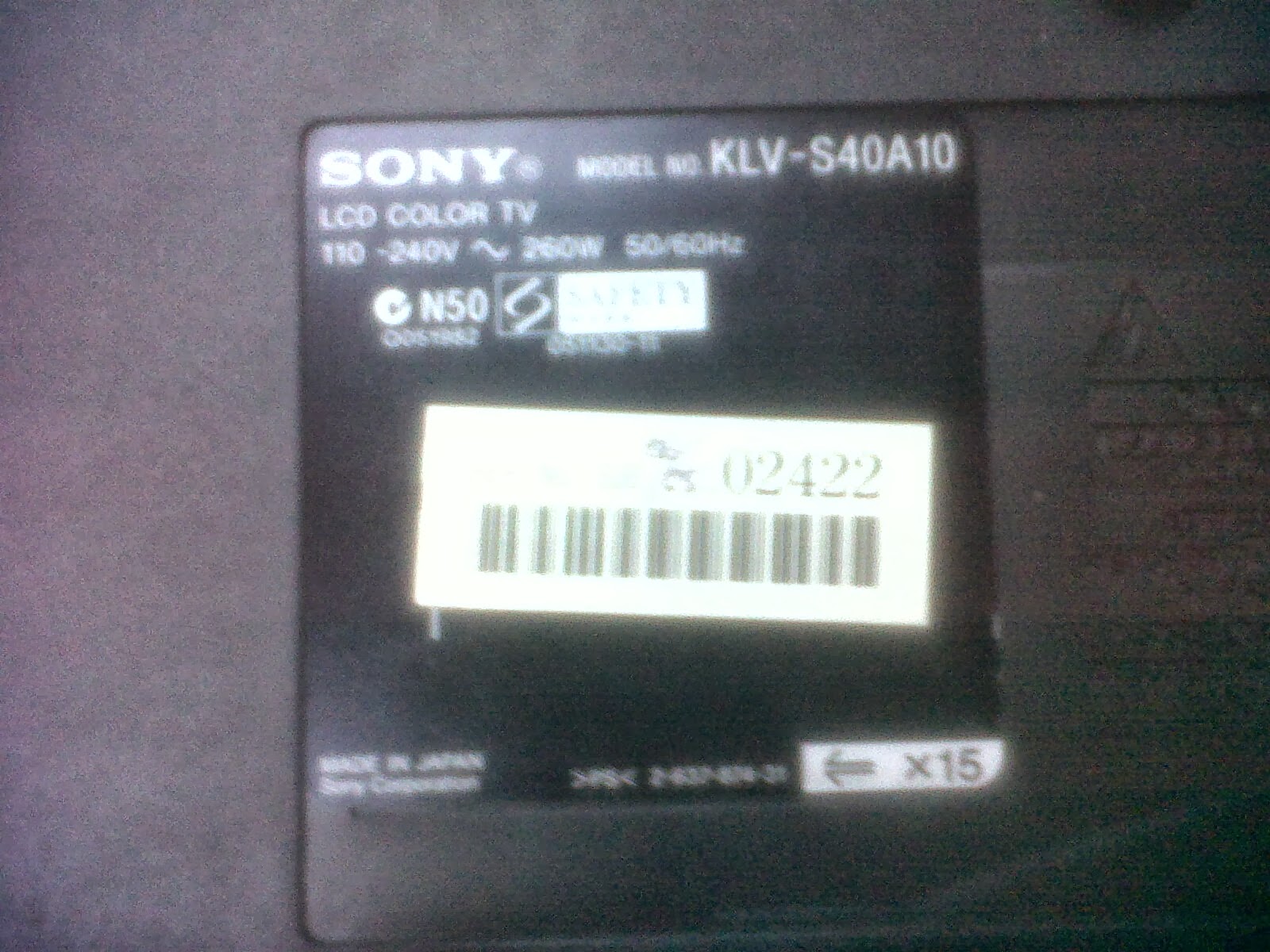 Lcd sony klv-s40a10 mati/proteck/indikator stby kedip 4x 