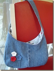 good flower jeans bag up close