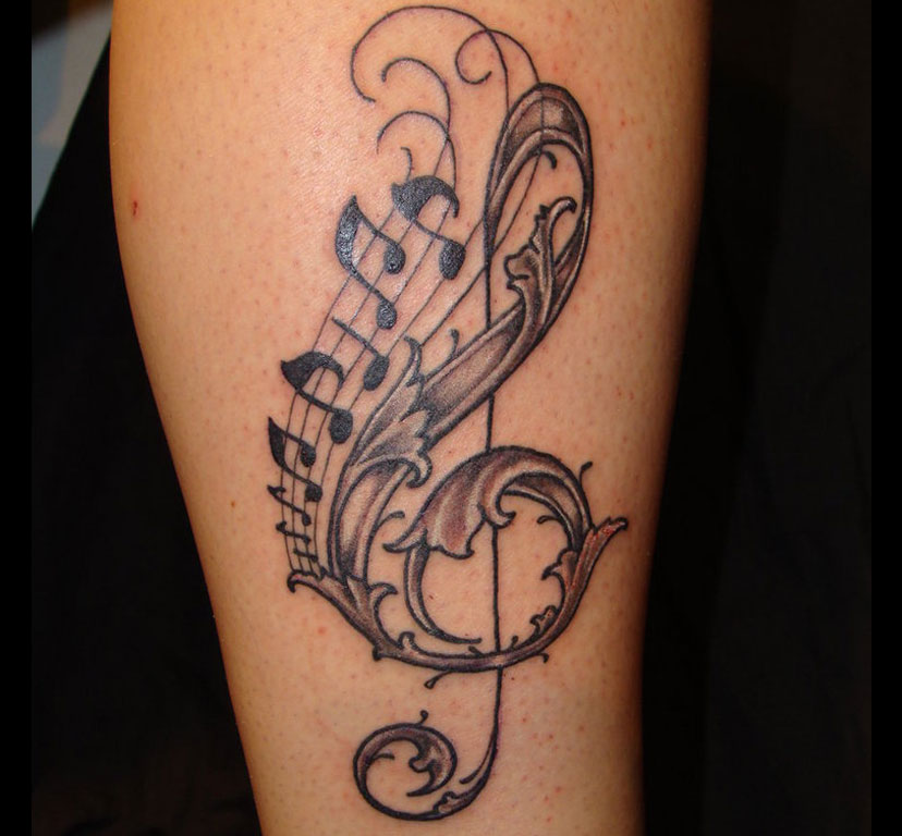 Treble Music Note Tattoo Designs