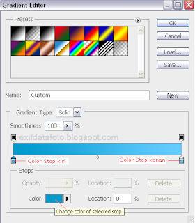 cara membuat color stop pada gradient editor layer style gradient editor