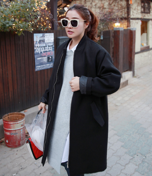 Casual Black Zip-Up Coat