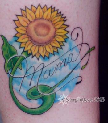 tattoos calf sun flower