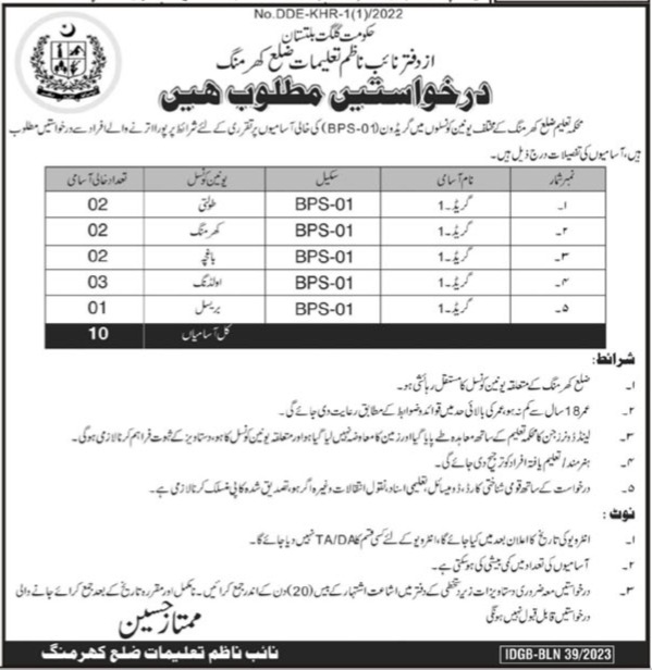 Latest Education Department Education Posts Gilgit 2023Latest Education Department Education Posts Gilgit 2023Latest Education Department Education Posts Gilgit 2023