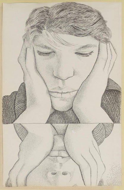 Narcissus (1948)  Lucian Freud (British, 1922-2011)  Ink on paper  21 x 13.7 cm  Tate, London