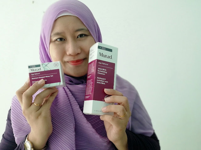 SET MURAD AGE REFORM AHA/BHA EXFOLIATING CLEANSER DAN NUTRIENT-CHARGED WATER GEL UNTUK MENGHILANGKAN GARIS HALUS DAN TANDA PENUAAN 