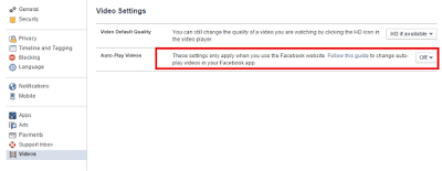 طريقه تعطيل فتح فيديوهات الفيس بوك بشكل تلقائى بدون الضغط عليها