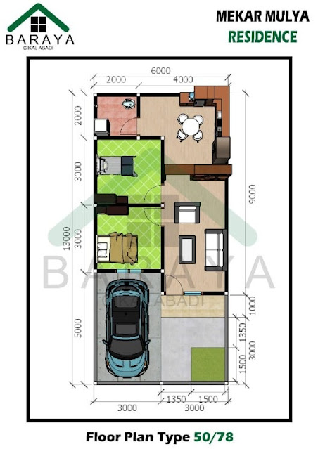 denah Perumahan Mekar Mulya Residence Kabupaten Bandung tipe 50/78