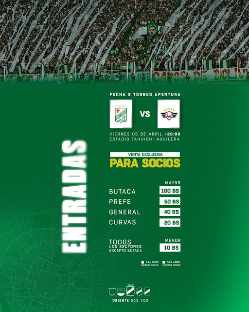 Venta de Entradas Oriente Petrolero vs Wilstermann