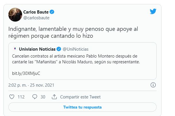 Carlos Baute indignado por el apoyo del Narco-Mariachi Pablo Montero al Narco-Dictador Maduro