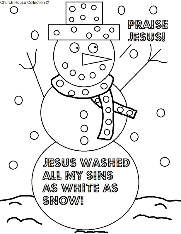  Coloring Page For Sunday School- Snowman Praise Jesus Coloring Page title=
