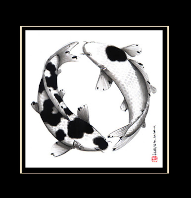 Original Painting Artwork Double Auspicious KOI