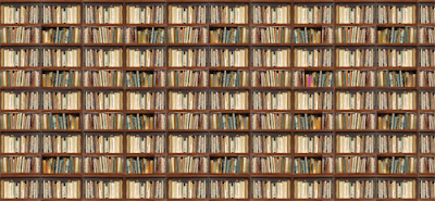 A huge library wall of books