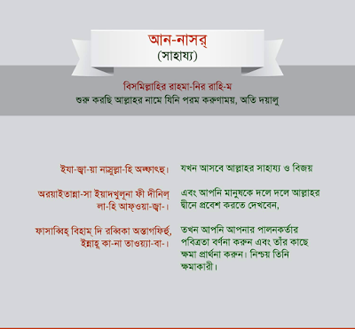 সুরা ন’সর | বাংলা অর্থসহ সুরা আন নাসর।