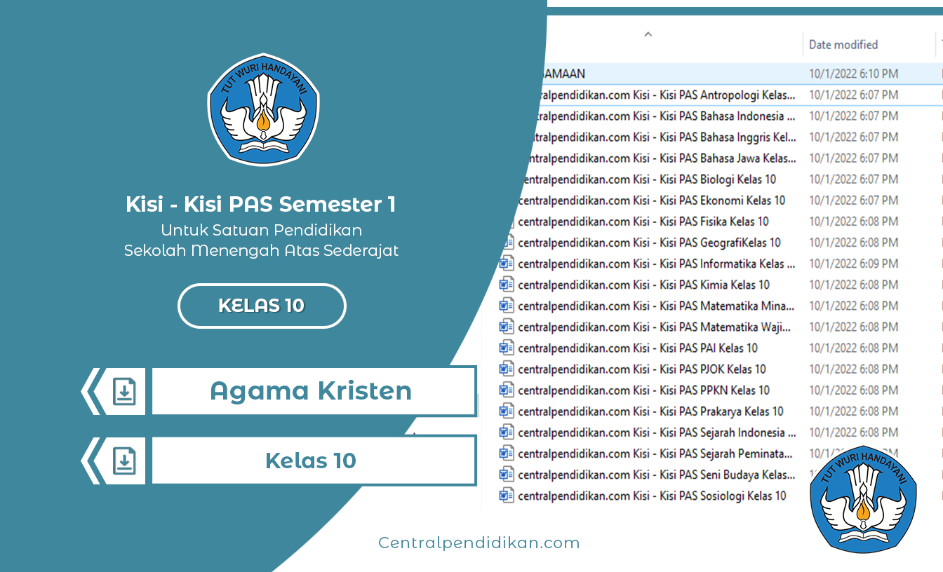 Kisi Kisi PAS Agama Kristen Kelas 10 Semester 1 2022/2023