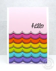Sunny Studio:  Rainbow Scalloped Card by Francine (using Sunny Borders & Sunny Sentiments)