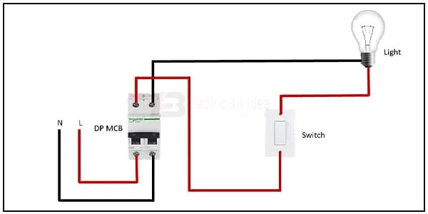 One lamp and one switch connection