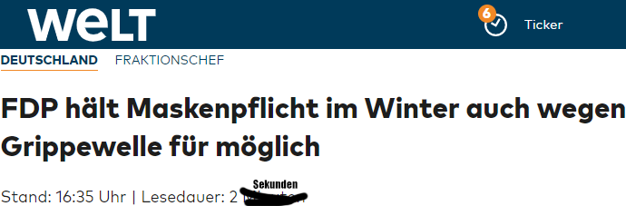 FDP hält Maskenpflicht im Winter auch wegen Grippewelle für möglich