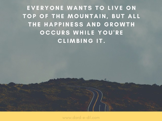 Everyone Wants to Live on Top of the Mountain, but All the Happiness and Growth Occurs While You're Climbing It.