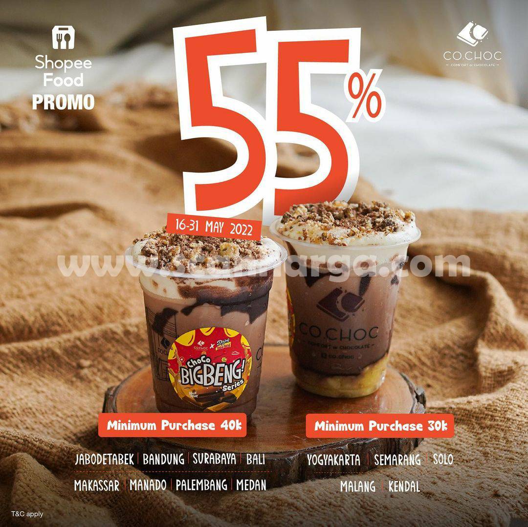 Promo CO.CHOC Diskon 55% via Shopeefood