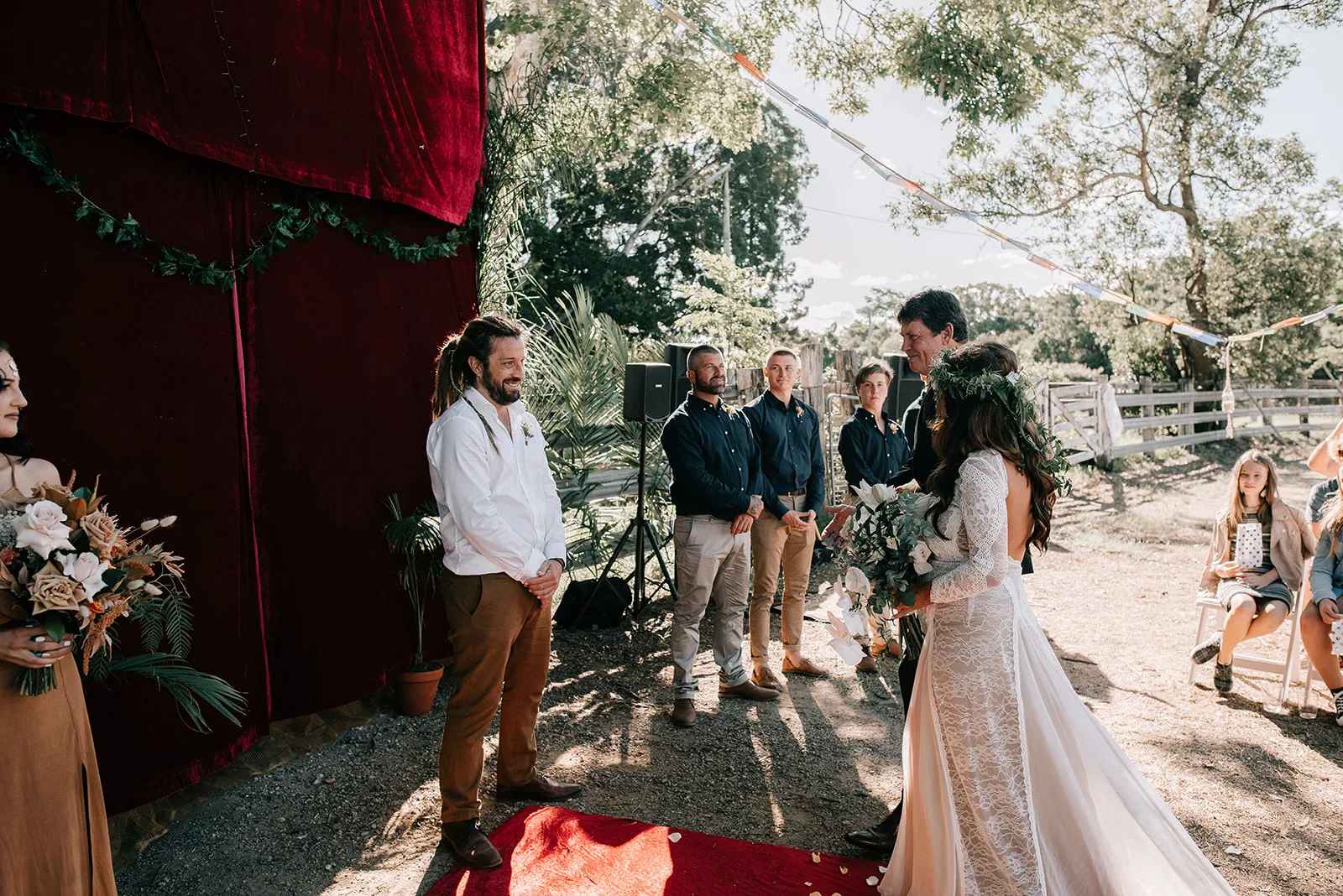 bird and boy real weddings byron bay nsw grace loves lace bride boho gypsy floral design