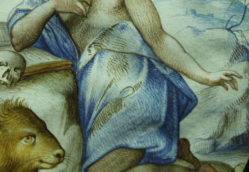 Detalle color azul vestimenta San Jerónimo