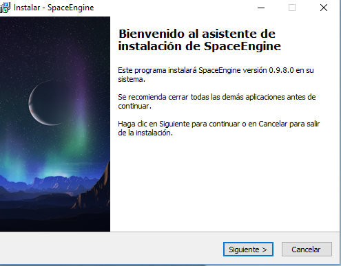 Proceso de instalación SpaceEngine