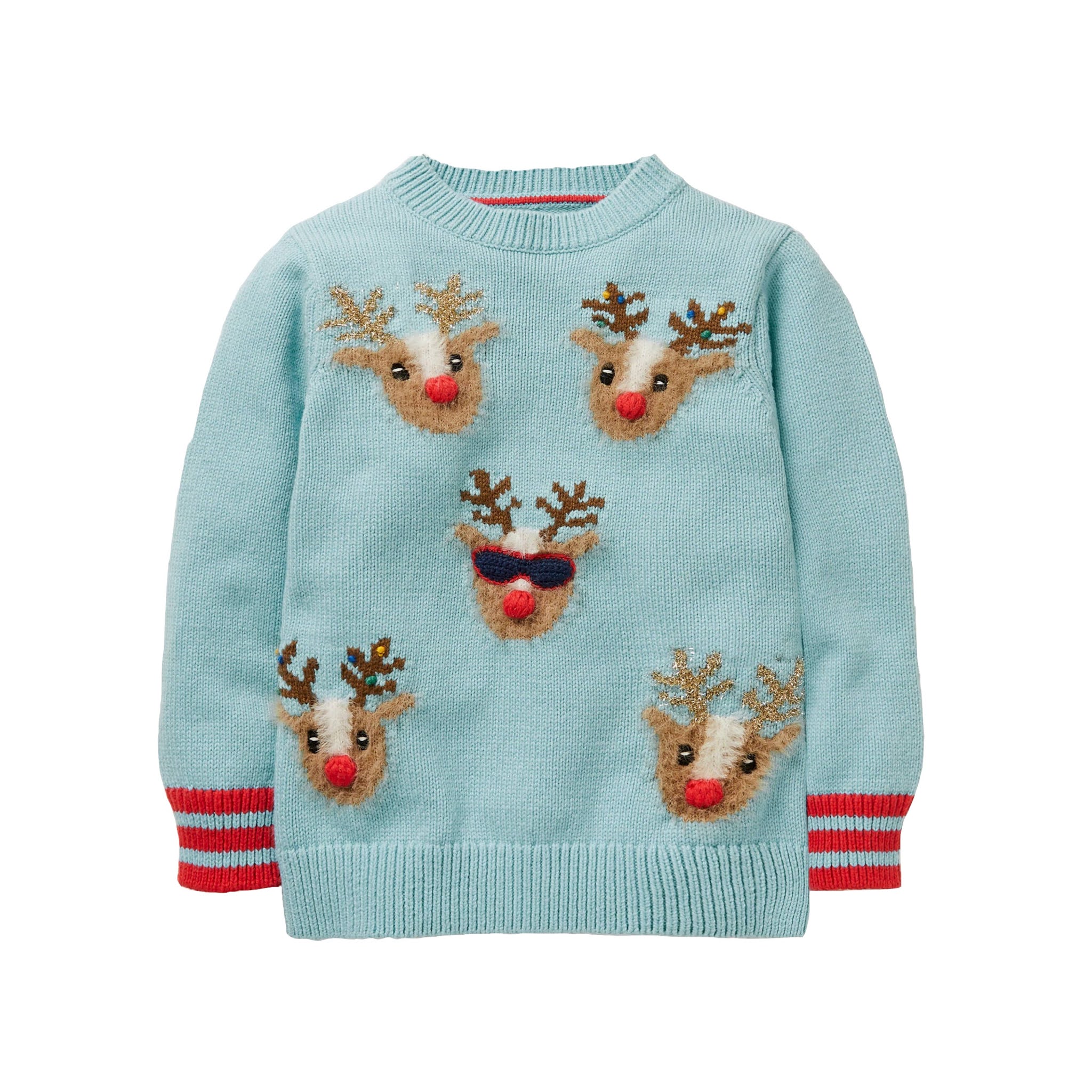 Kids Frost Blue Reindeer Sweater from Boden