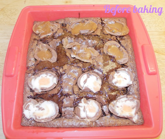 Creme egg brownie before baking