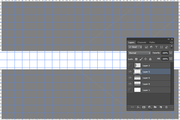Create three rectangular shape, create a new layer, and fill it with gray color.