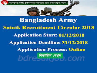 Bangladesh Army Soldier (সৈনিক)  Recruitment Circular 2018