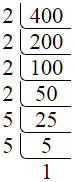 Prime factorization of 400 by division method