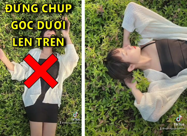 Chụp nằm trên bãi cỏ