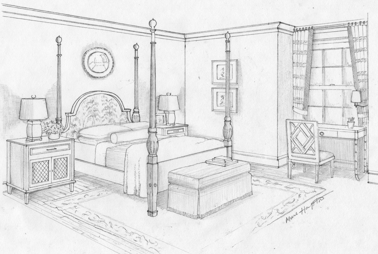 Bedroom Drawing I took a simple bedroom sketch