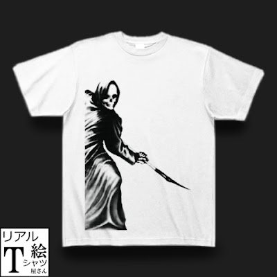 イラストTシャツ　リアルイラストTシャツ　死神のイラストTシャツ