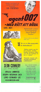 AGENT 007 - MED RÄTT ATT DÖDA. Insert: 30 x 70 cms. Suecia. AGENTE 007 CONTRA EL DOCTOR NO. Doctor No. 1962. Reino Unido. Dirección: Terence Young. Reparto: Sean Connery, Ursula Andress, Jack Lord, Joseph Wiseman, Anthony Dawson, Zena Marshall, John Kitzmiller, Bernard Lee, Eunice Gayson, Lois Maxwell, Peter Burton.