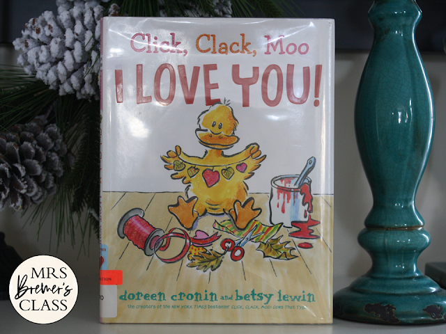 Click Clack Moo I Love You book activities unit with Common Core aligned literacy companion activities and craftivity for Kindergarten and First Grade