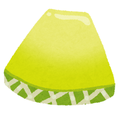 スライスされたメロンのイラスト（緑）