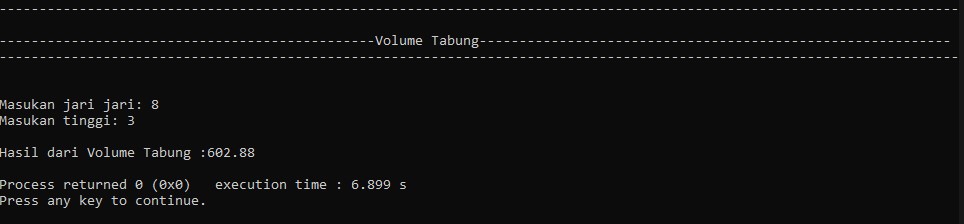 volume tabung C++