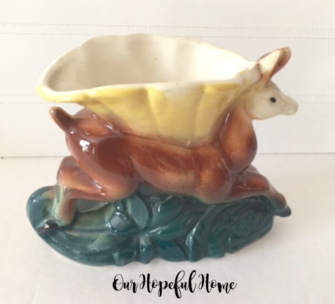 vintage deer planter retro pottery