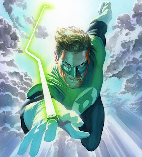 Hal Jordan flying across the sky