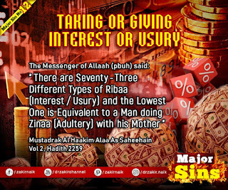 MAJOR SIN. 12.3. TAKING OR GIVING INTEREST OR USURY | Kabira Gunah