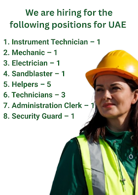 We are hiring for the following positions for UAE 