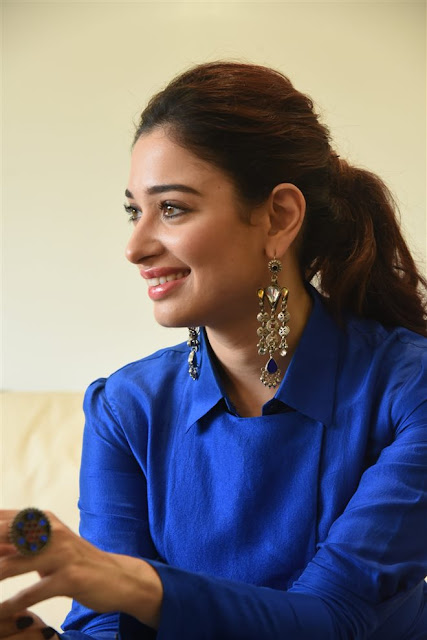 Tamanna Picture in Blue Dress at Diwali Celebration 2017