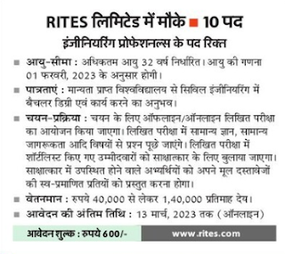 Rites Ltd Recruitment 2023