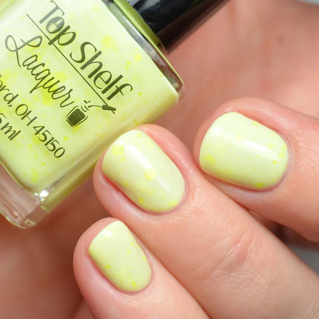 yellow nail polish with neon yellow glitter