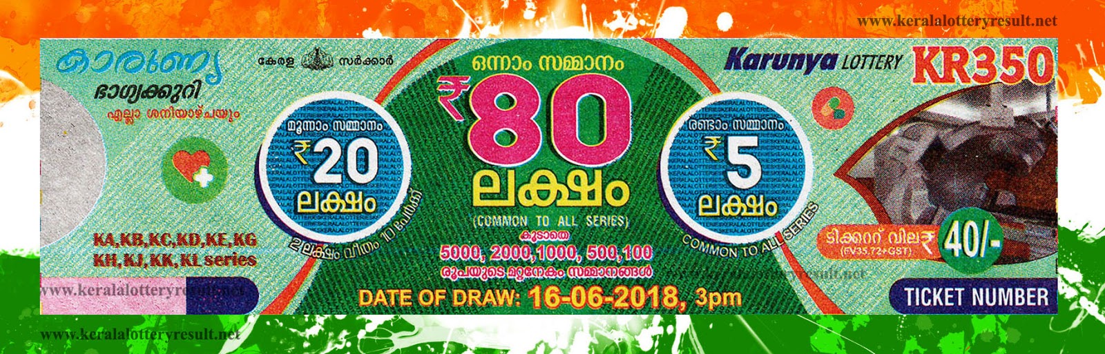 16.06.2018 Kerala Lottery Result Today Karunya KR.350 ...