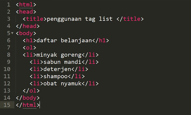 Cara Membuat Daftar/List di HTML