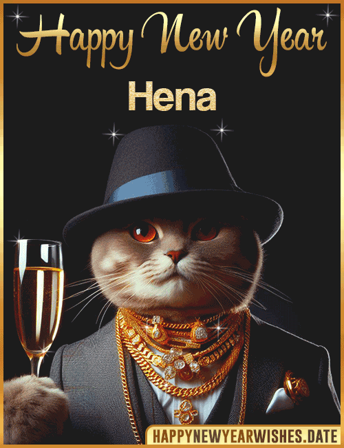 Happy New Year Cat Funny Gif Hena
